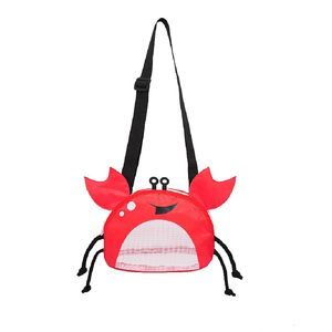 Kids Mesh Beach Bag, Cute Crab-Shaped Seashell Collecting Bag With Adjustable ^